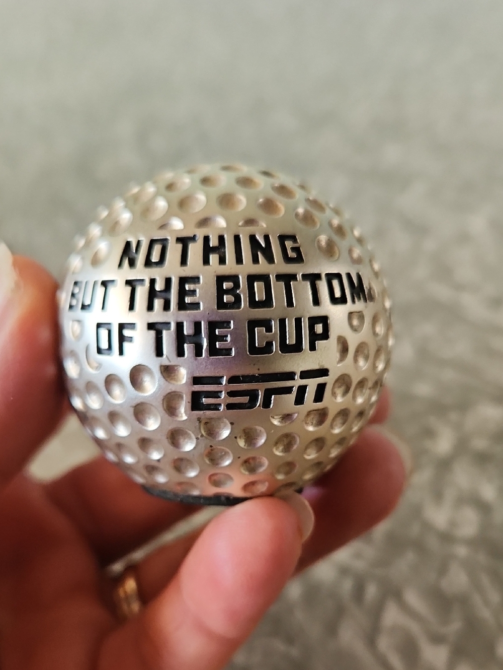 ESPN 'Nothing But The Bottom Of The Cup' Golf Ball Paperweight/ Card Holder